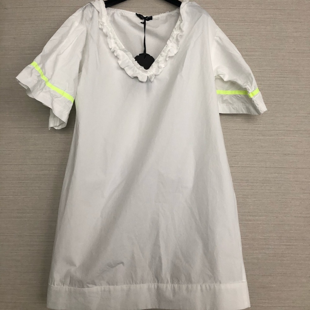 White Maryley sundress coverup neon yellow stripe